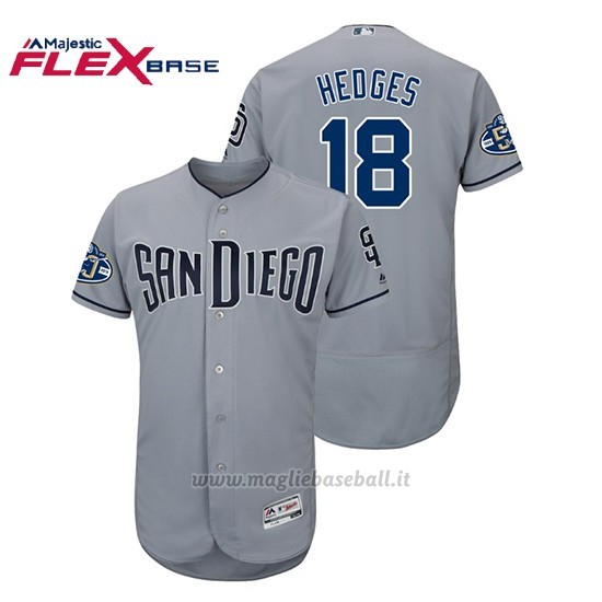 Maglia Baseball Uomo Padres Austin Hedges 50th Aniversario Road Flex Base Gris